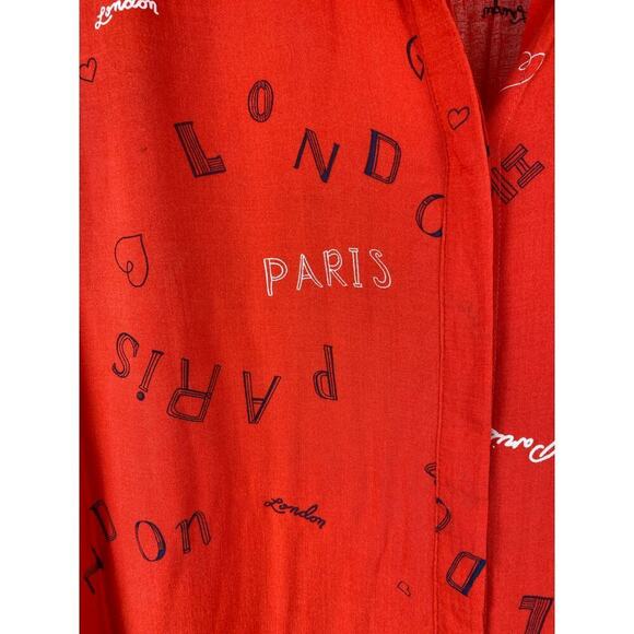 Maeve by Anthropology Women's 4 Red Paris London Button Up Blouse - Picture 3 of 11